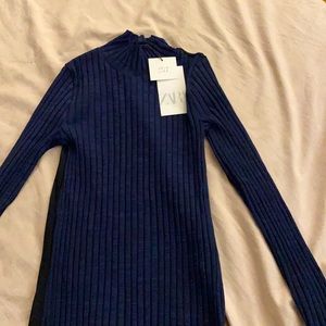 Zara mock neck top with mesh detailing in back